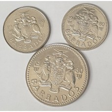 BARBADOS 1980 - 1989 . TEN 10 - TWENTY-FIVE 25 CENTS . ALL PROOF COINS